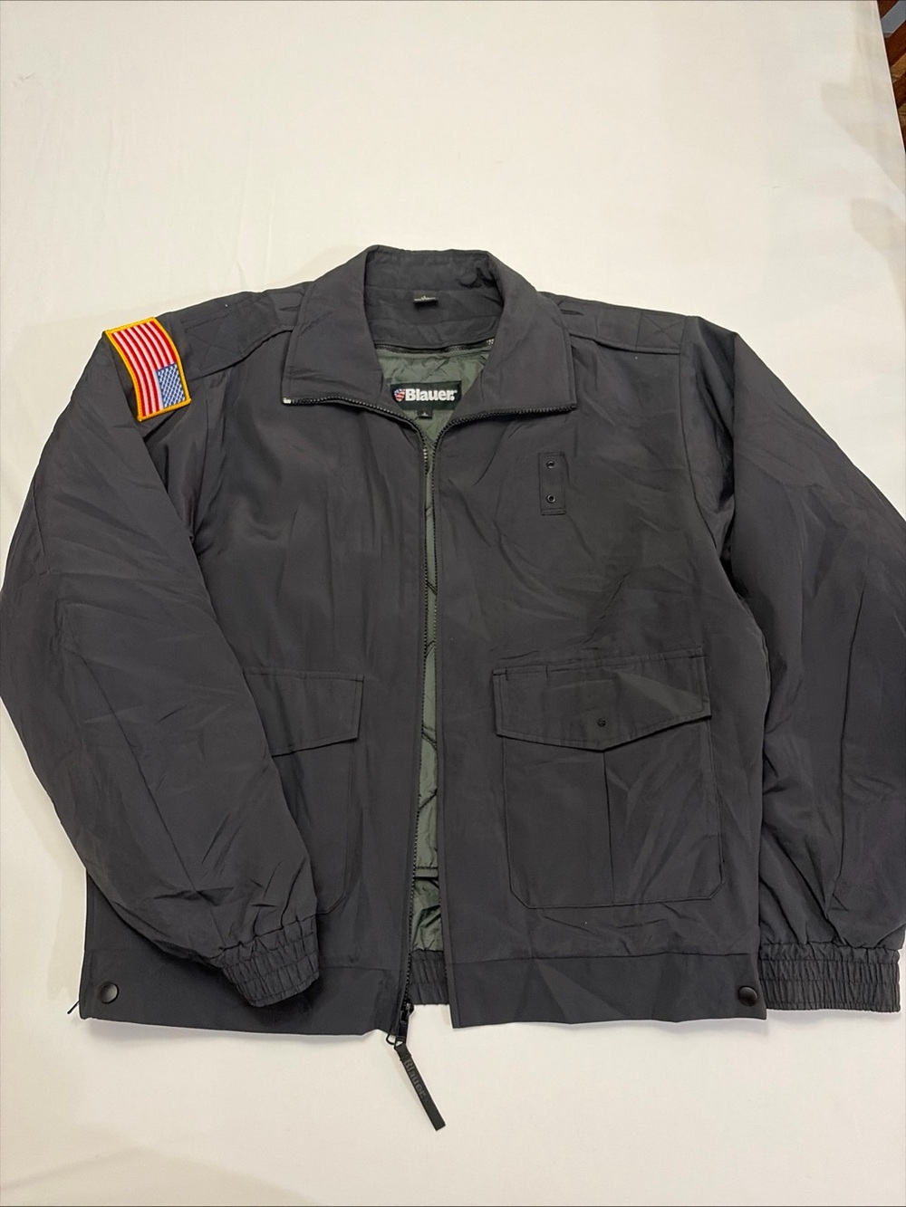 Blauer Men's Black Military Field Jacket with Zip in Liner and Patch Detail